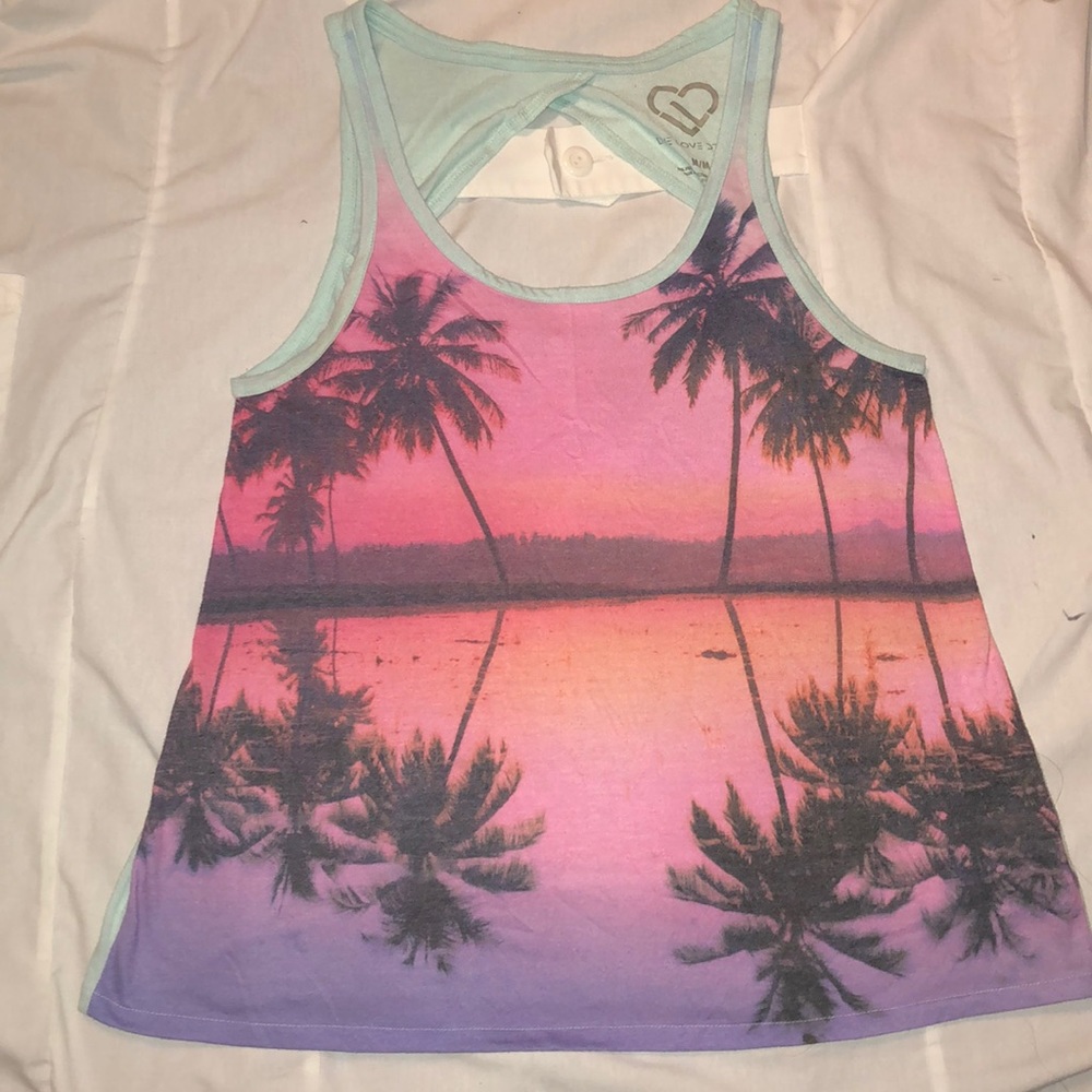 3/$20 Live Love Dream tropical tank top